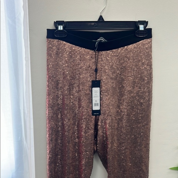 Sequin Gold Leggings BCBGmaxazria elastic waist size S - Picture 3 of 4